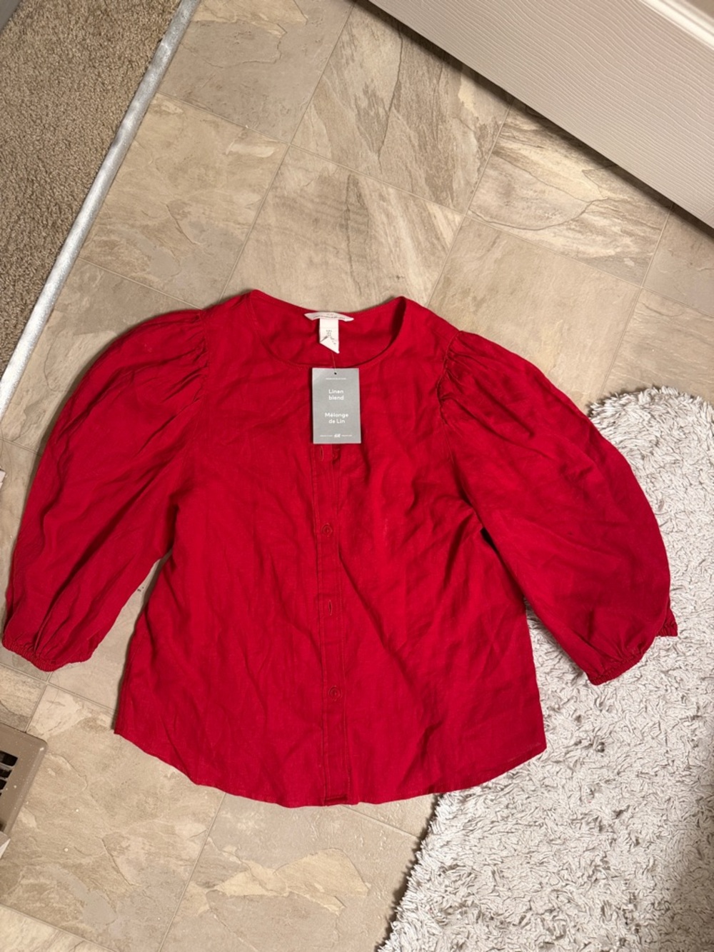 H&M red linen button down